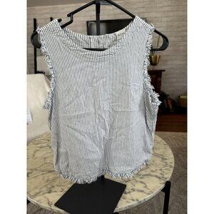 Altar’d State Blue & White Stripe Crop Top Button Back Cutout Womens Size M